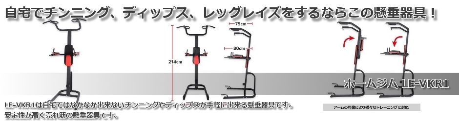 省スペース設計の懸垂器具le Vkr1 自宅でチンニング ディップス レッグレイズをするならこの懸垂器具